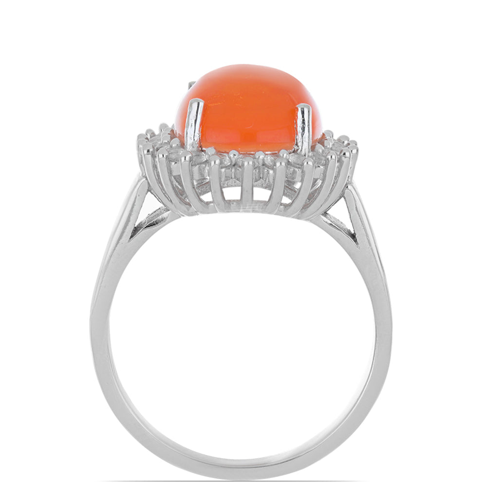 Anillo de Plata con Ópalo Naranja de Lega Dembi y Topacio Blanco 3 