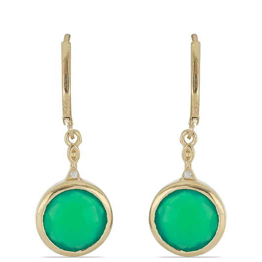 Pendientes de Plata Bañada en Oro con Ágata verde de Spruce Pine y Topacio Blanco