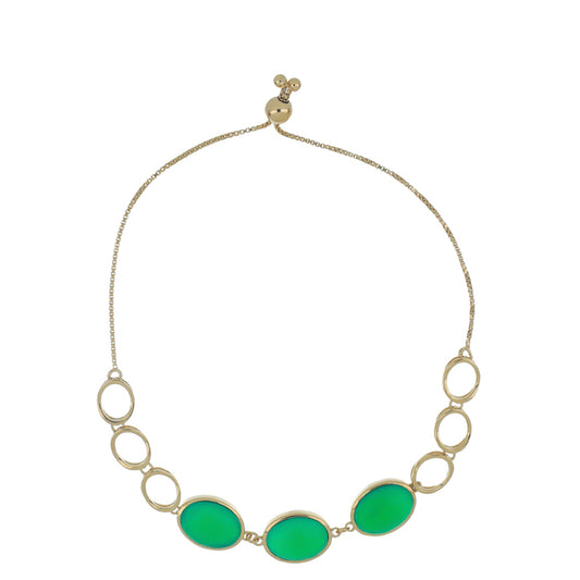 Pulsera de Plata Bañada en Oro con Ágata verde de Spruce Pine