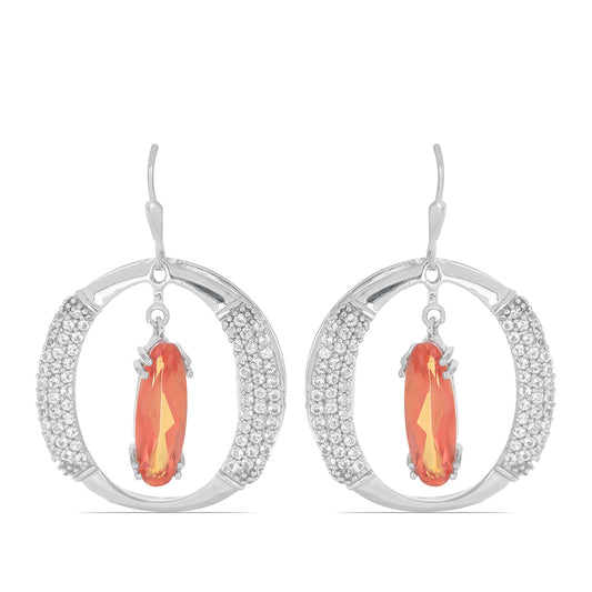 Pendientes de Plata con Cuarzo Padparadscha y Topacio Blanco