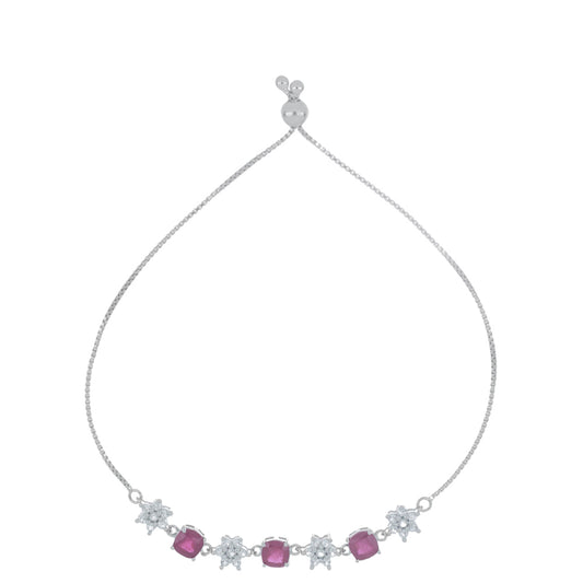 Pulsera de Plata con Rubí de Madagascar y Topacio Blanco