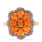 Anillo de Plata Bañada en Oro con Ópalo Naranja de Lega Dembi y Topacio Blanco
