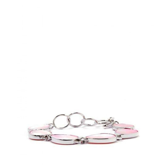 Pulsera de Plata Bañada en Oro con Madreperla Rosa