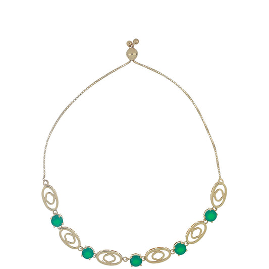 Pulsera de Plata Bañada en Oro con Ágata Verde