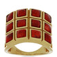 Anillo de Plata Bañada en Oro con Coral de Esponja Roja