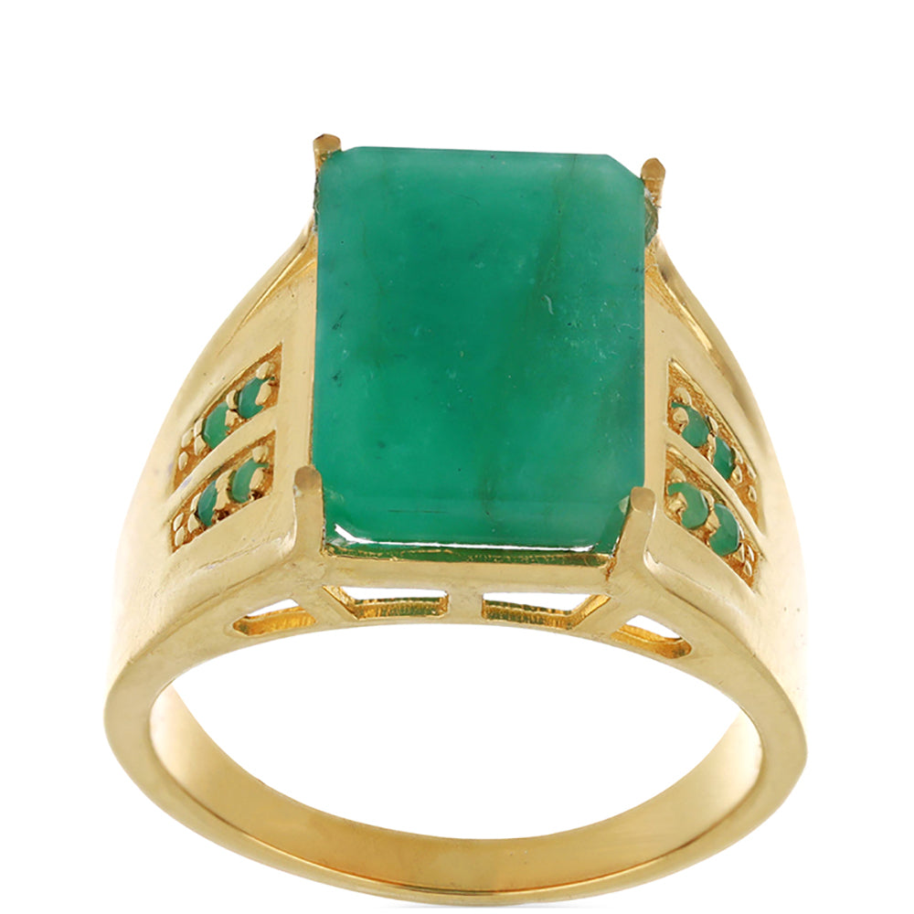 Anillo de Plata Bañada en Oro con Esmeralda de Brasil 3 