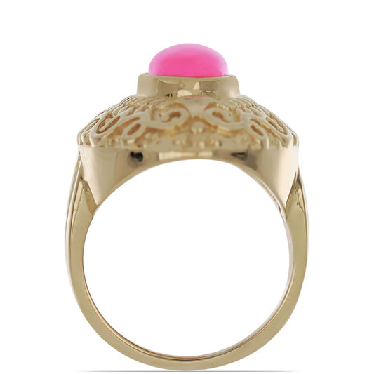 Anillo de Plata Bañada en Oro con Ópalo Rosa Etíope de Lega Dembi