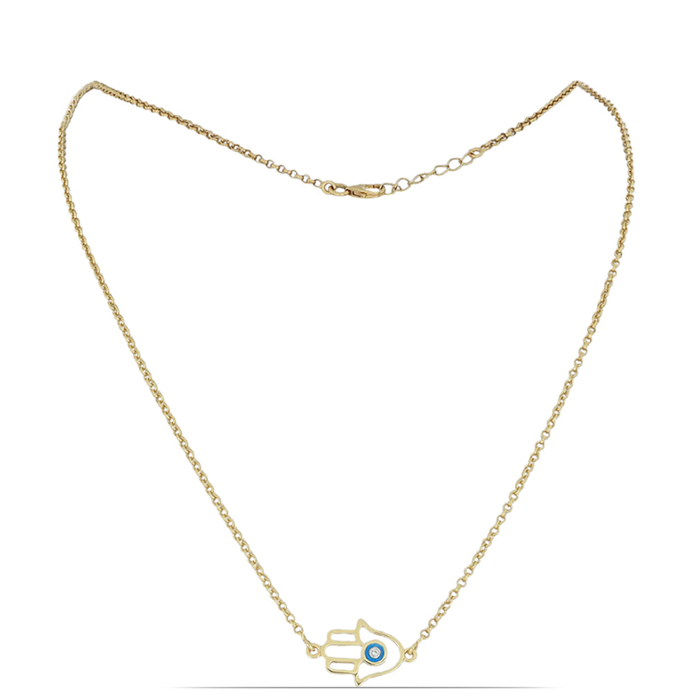 Collar de Plata Bañada en Oro con Esmalte y Topacio Blanco 1 