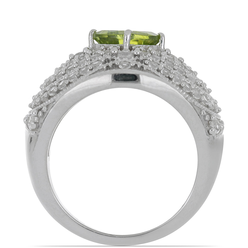 Anillo de Plata con Peridoto de Changbai y Topacio Blanco 2 