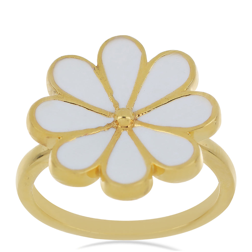 Anillo de Plata Bañada en Oro con Esmalte 3 