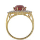 Anillo de Plata Bañada en Oro con Coral de Esponja Roja y Topacio Blanco