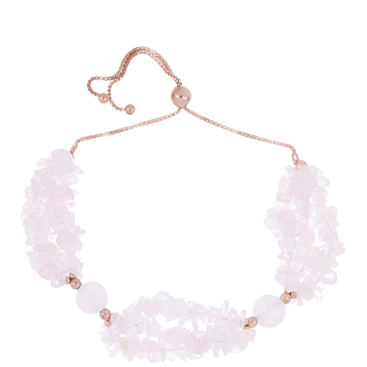 Pulsera de Plata Bañada en Oro Rosa con Cuarzo Rosa de Ramaratina