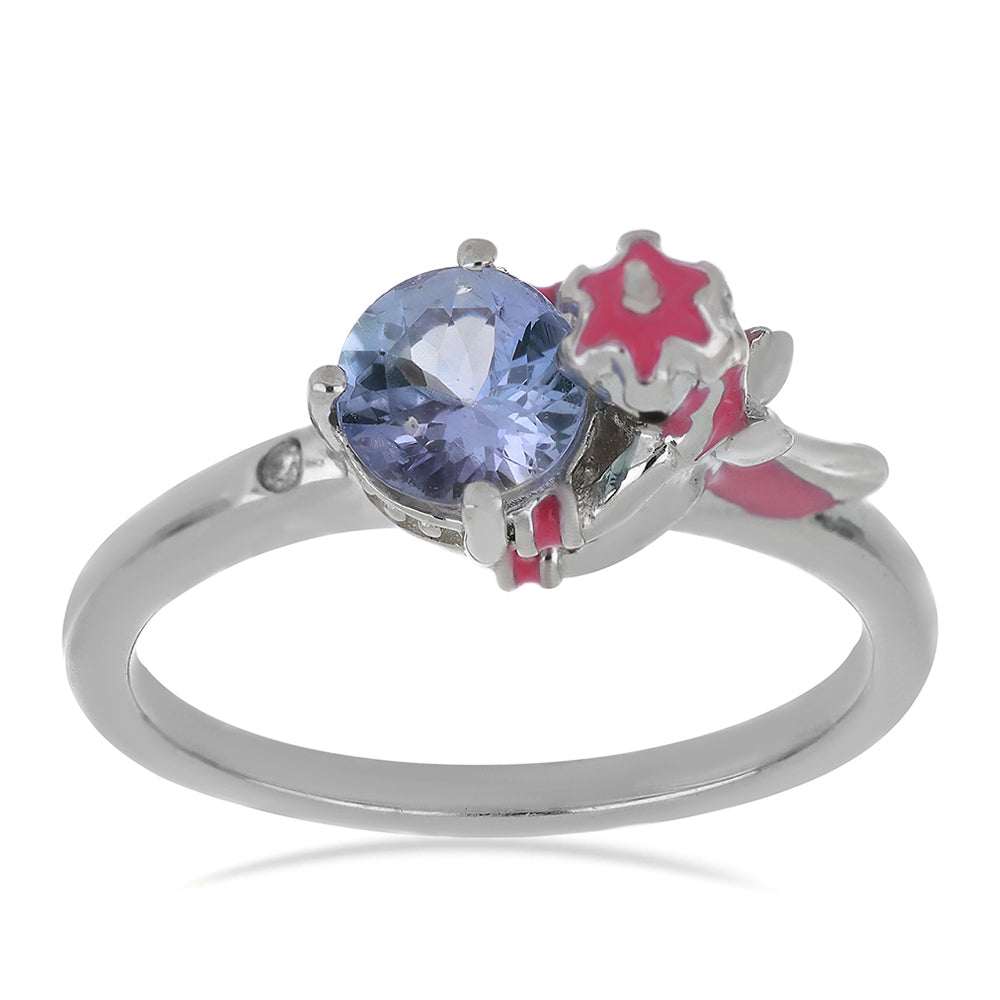 Anillo de Plata con Tanzanita y Diamante blanco 3 