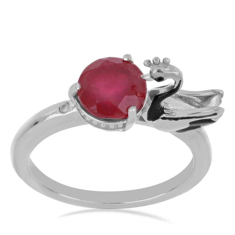 Anillo de Plata con Rubí de Madagascar y Diamante blanco 3 