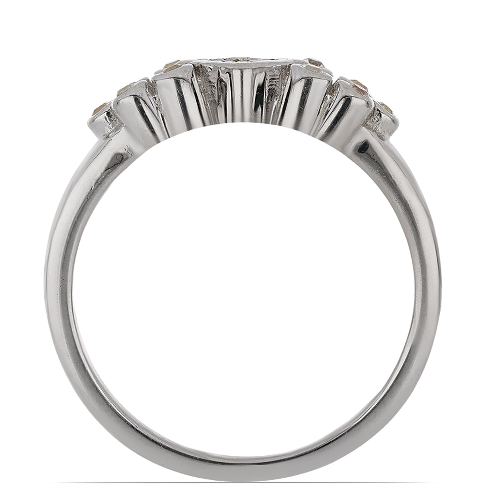 Anillo de Plata con Diamante Amarillo y Zircón Blanco 2 