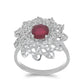 Anillo de Plata con Rubí de Madagascar y Topacio Blanco