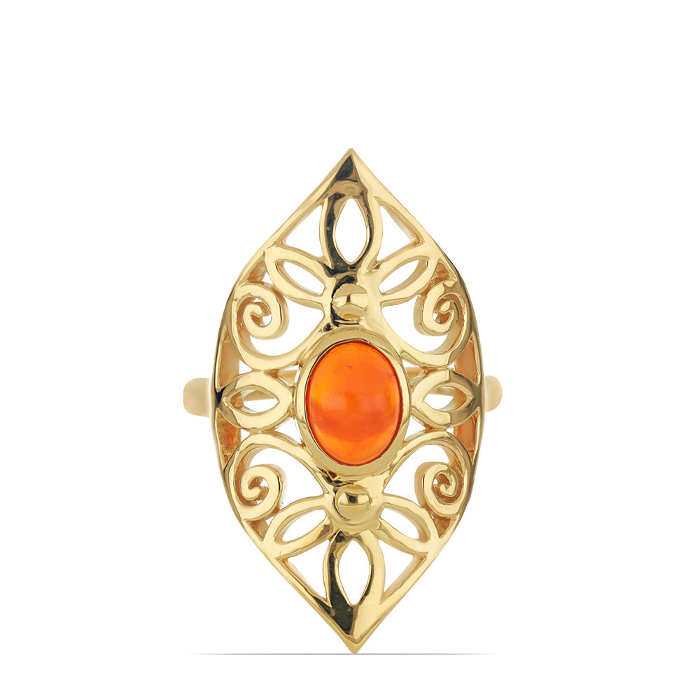 Anillo de Plata Bañada en Oro con Ópalo Naranja de Lega Dembi 1 