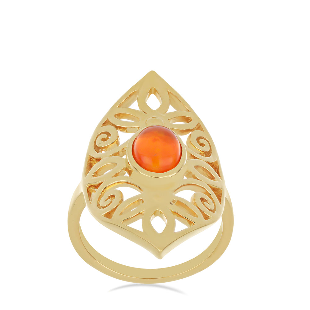 Anillo de Plata Bañada en Oro con Ópalo Naranja de Lega Dembi 3 
