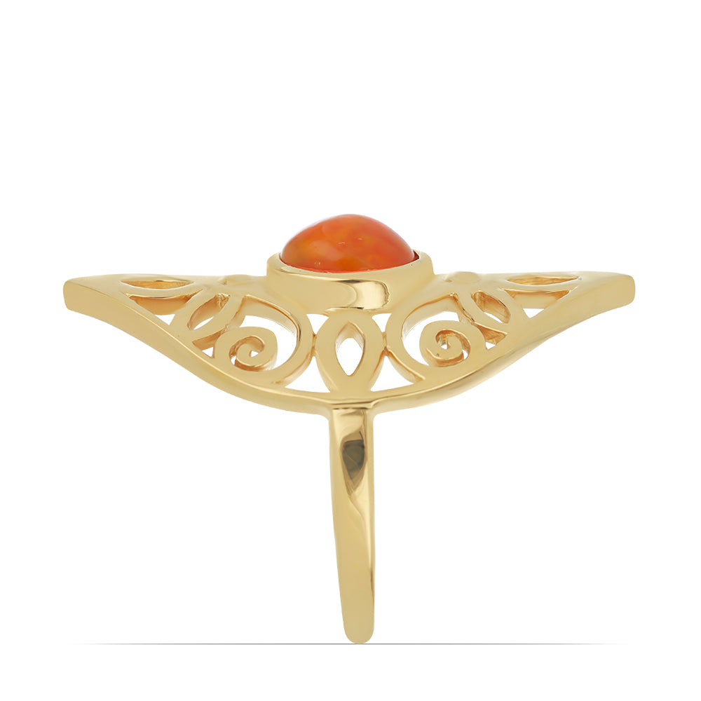 Anillo de Plata Bañada en Oro con Ópalo Naranja de Lega Dembi 4 