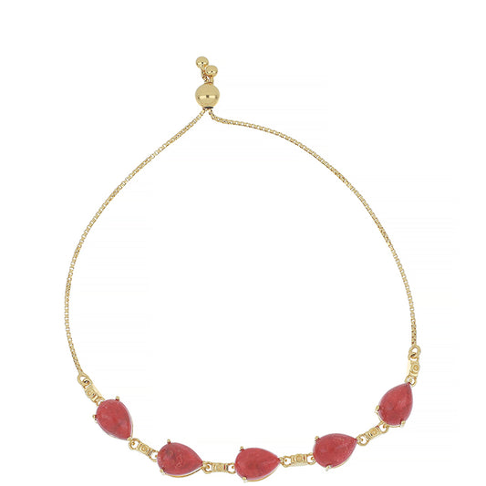 Pulsera de Plata Bañada en Oro con Coral de Esponja Roja