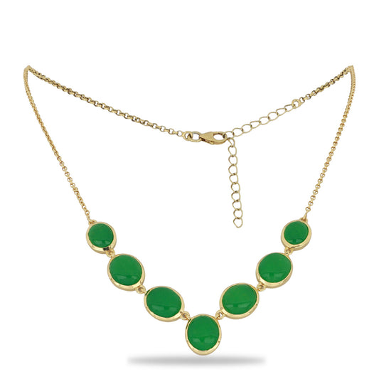 Collar de Plata Bañada en Oro con Jadeíta verde del Río Marsden