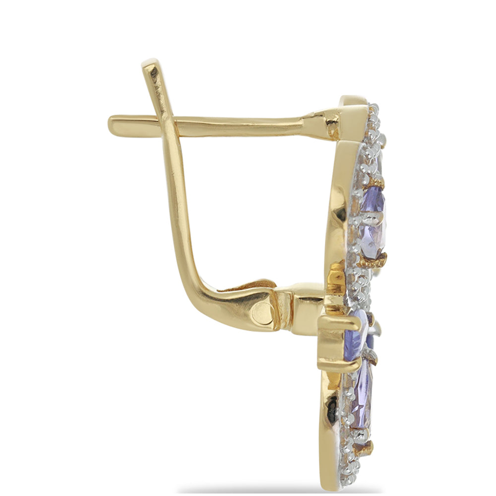 Pendientes de Plata Bañada en Oro con Tanzanita AA y Topacio Blanco 2 