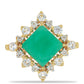 Anillo de Plata Bañada en Oro con Esmeralda de Brasil y Topacio Blanco