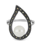 Anillo de Plata con Marcasita de Austria y Perla Blanca