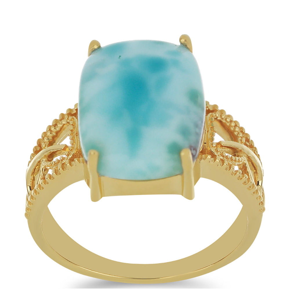 Anillo de Plata Bañada en Oro con Larimar 3 