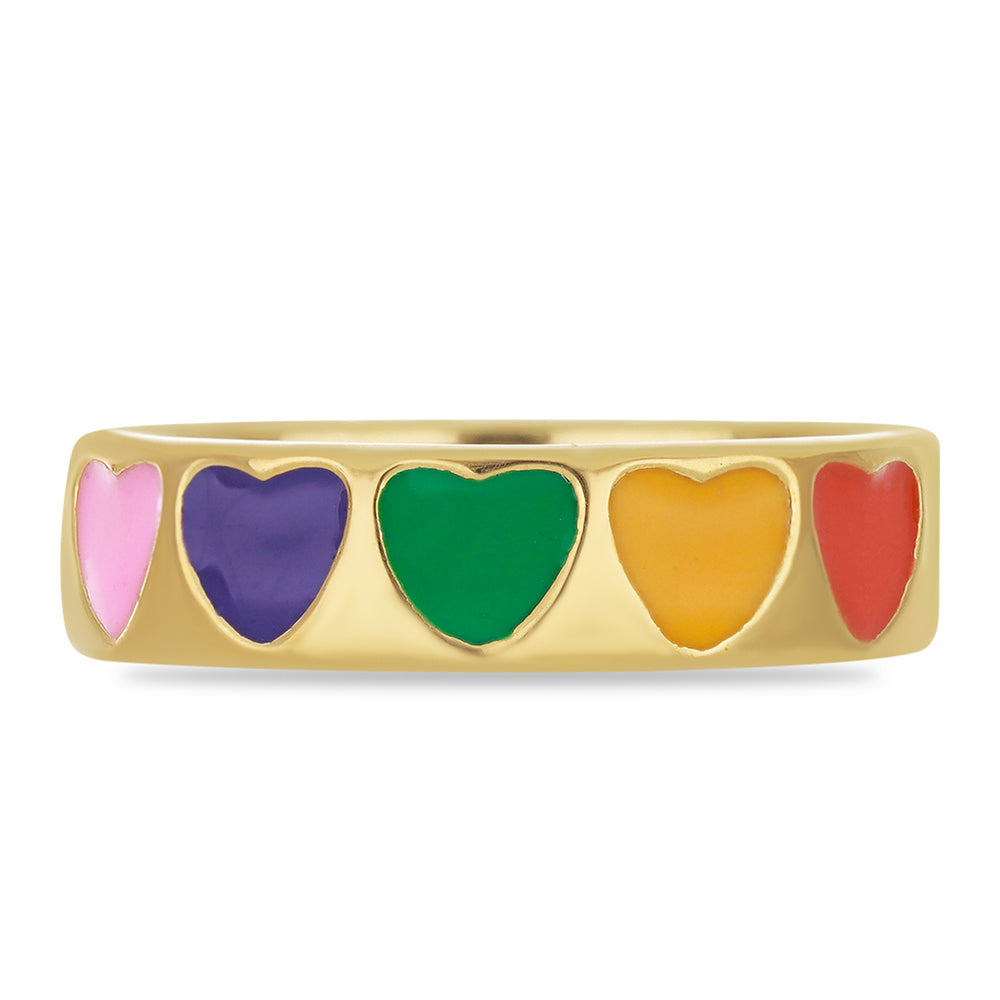 Anillo de Plata Bañada en Oro con Esmalte 1 