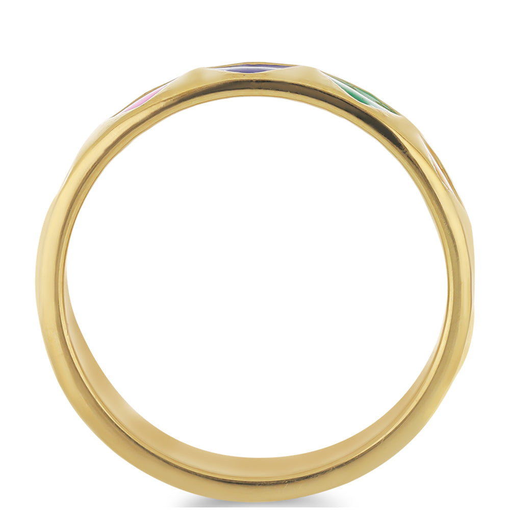 Anillo de Plata Bañada en Oro con Esmalte 2 