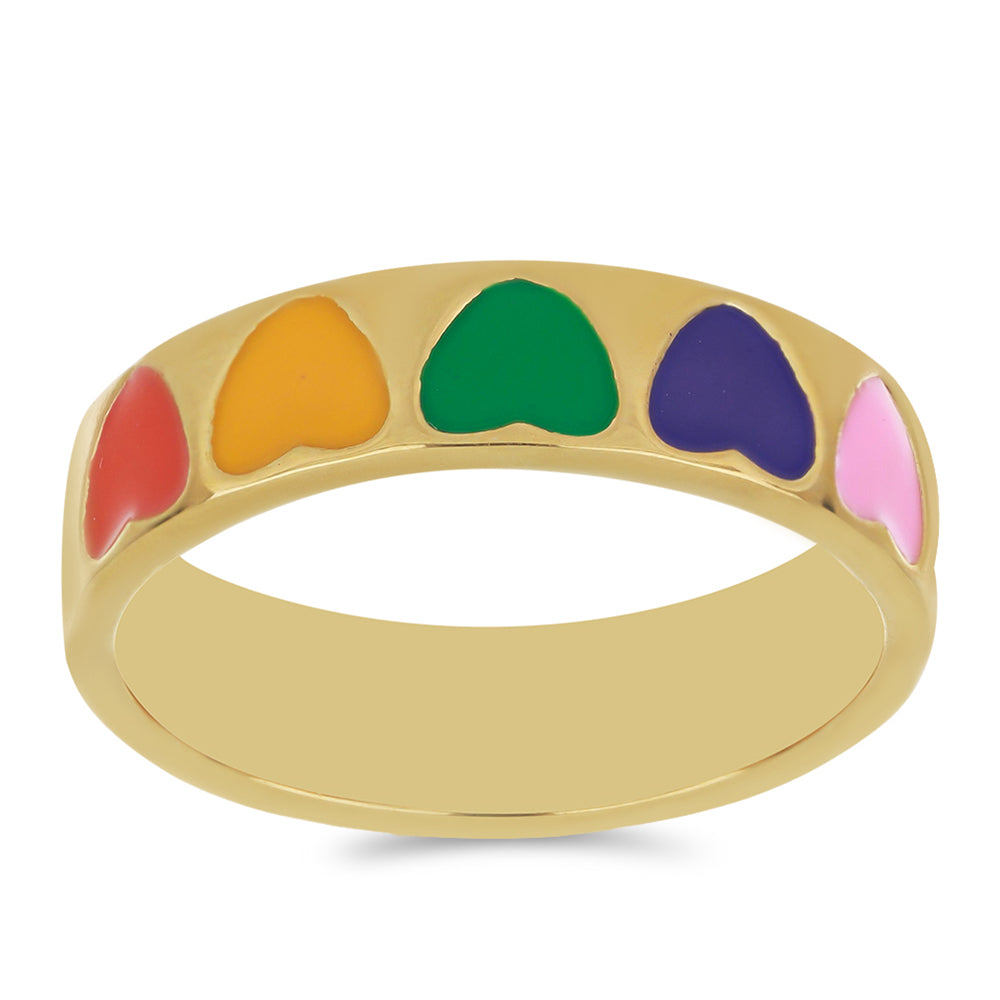 Anillo de Plata Bañada en Oro con Esmalte 3 