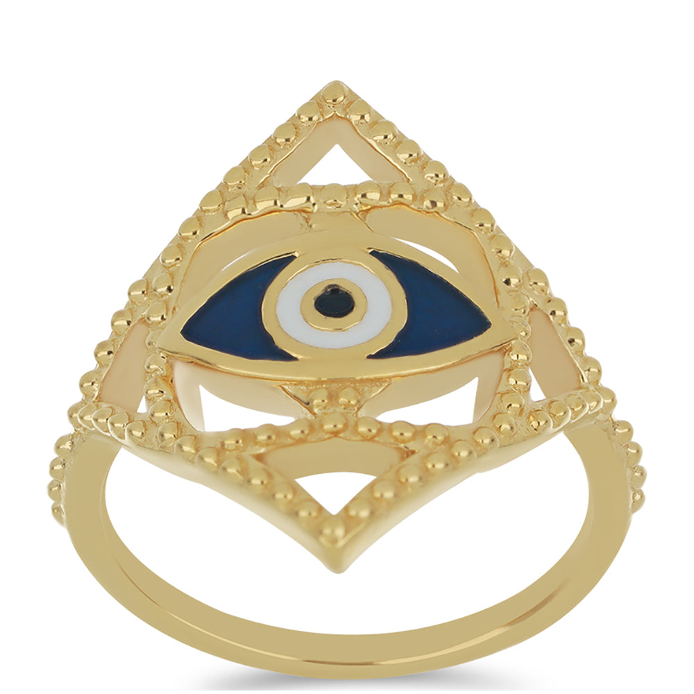 Anillo de Plata Bañada en Oro con Esmalte 3 