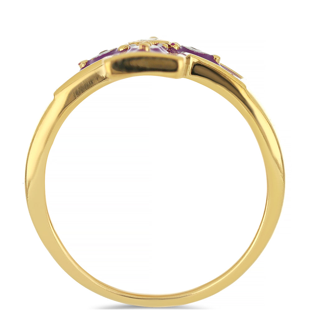 Anillo de Plata Bañada en Oro con Esmalte y Peridoto de Changbai 2 