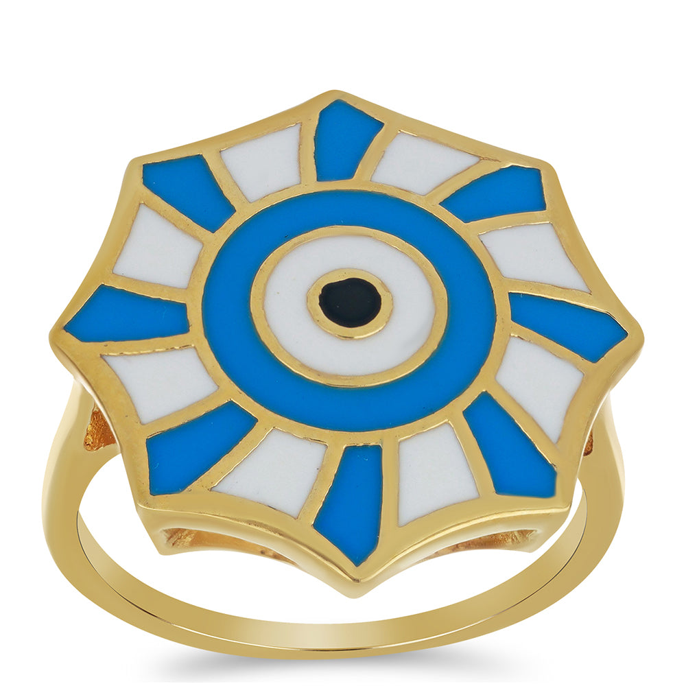 Anillo de Plata Bañada en Oro con Esmalte 3 