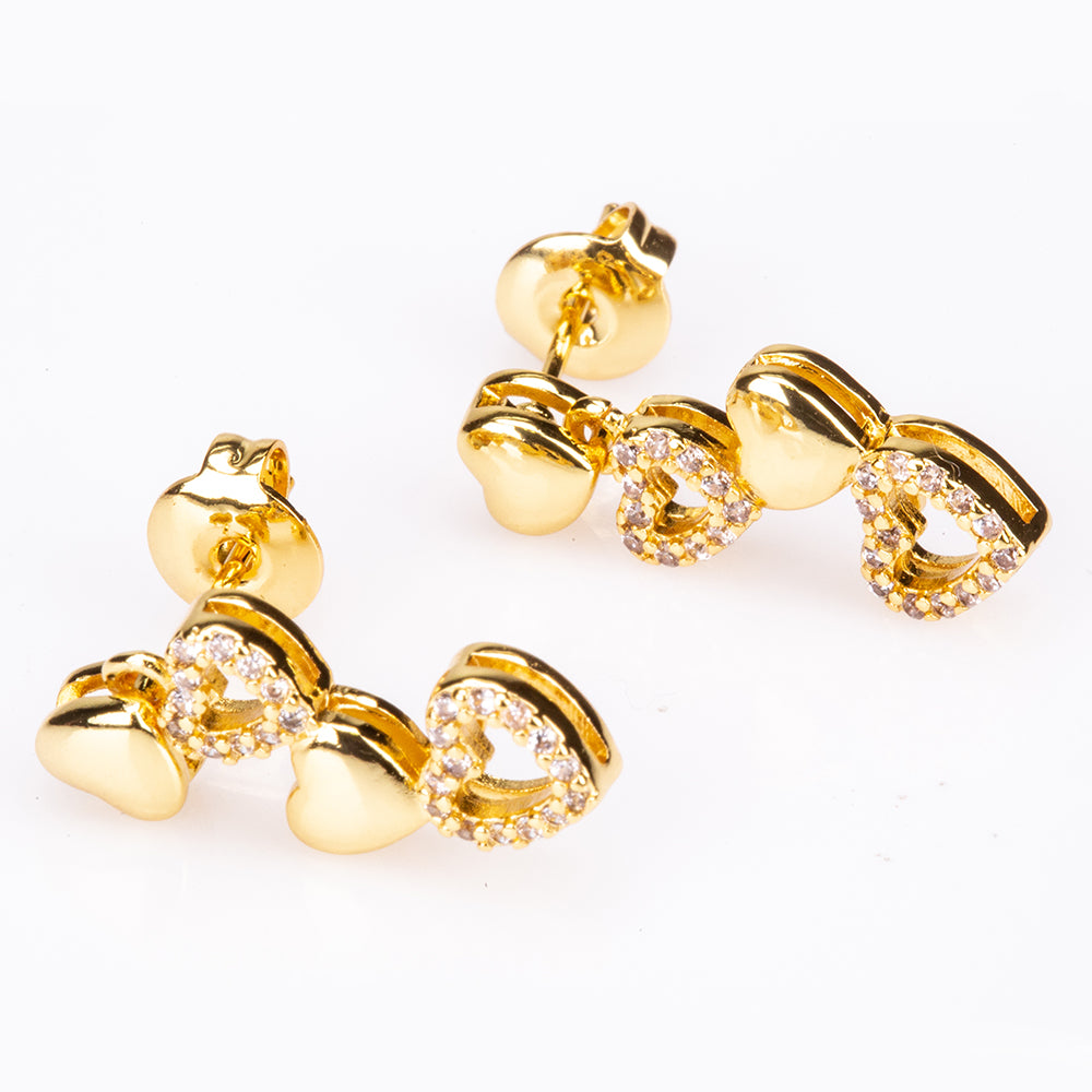 Collar Chapado en Oro con Cristal Emporia Blanco + 1 par de Pendientes de REGALO