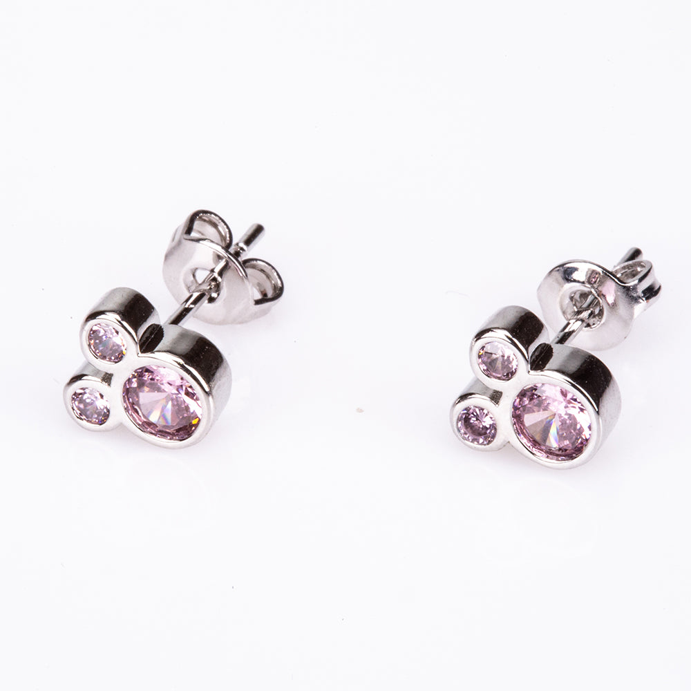 Conjunto de Aleación Bañado en Oro Blanco con Cristal Emporia® Rosa ( Collar +Pendientes +Colgante ) 3 