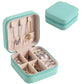 Caja organizadora de joyas de terciopelo y cuero de PU, turquesa