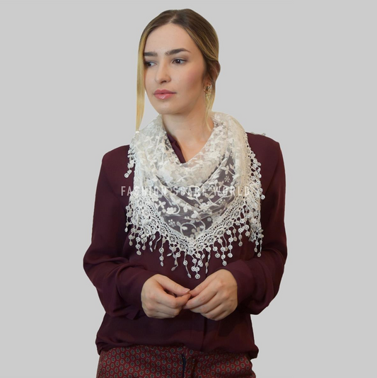 Bufanda-bufanda triangular con estampado de flores brillantes, 45 cm x 45 cm x 170 cm, blanco