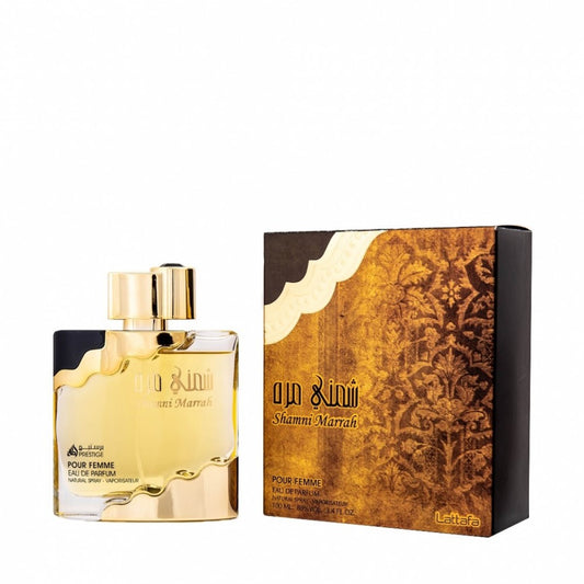 100 ml Eau De Parfum Lattafa Shamni Marrah Femme Dulce fragancia oriental de rosa y vainilla para mujer